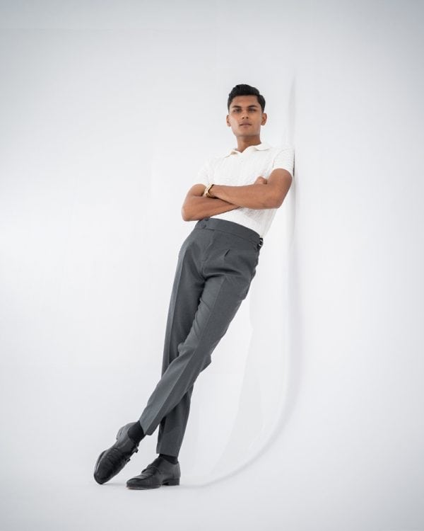 Men’s Grey Classic Pleated Gurkha Pants with New Belt - Image 3