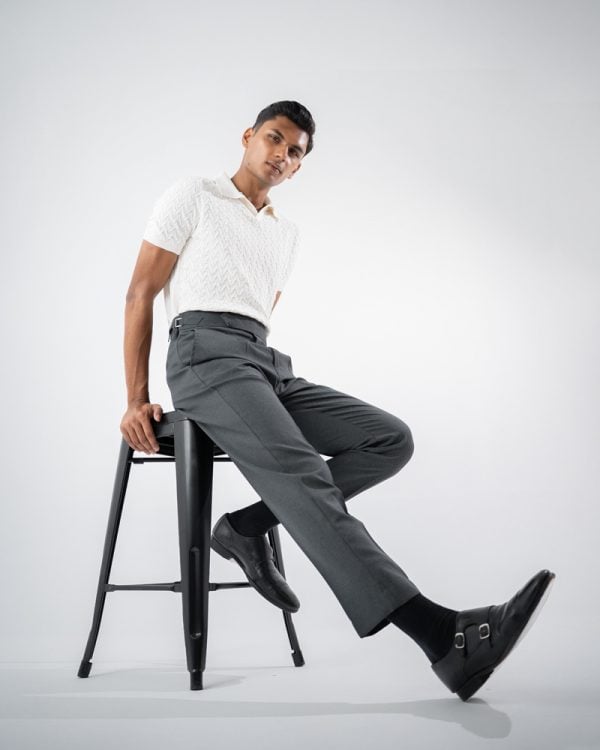 Men’s Grey Classic Pleated Gurkha Pants with New Belt - Image 8