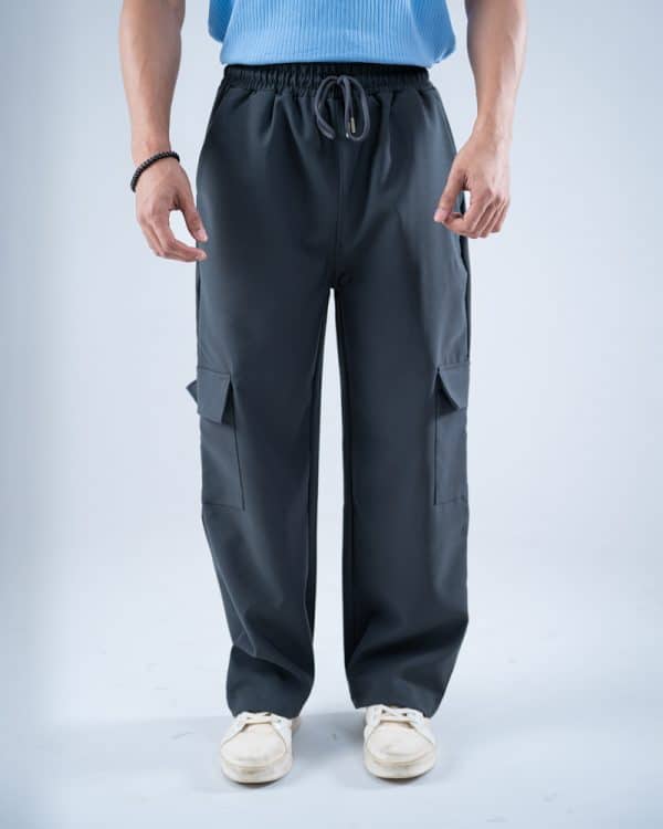 Men's Baggy Fit Cargo Pants in Midnight Grey - Image 2