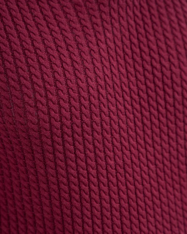 Women's Braided Cable Knit Polo in Maroon - Image 5