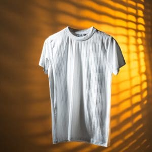 Premium Soft Textured Crewneck T-shirt in White With Thick Lines