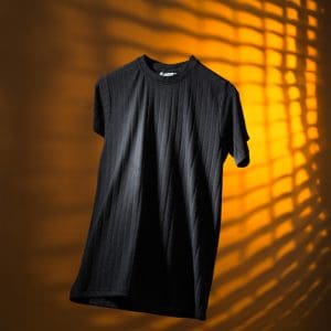 Premium Soft Textured Crewneck T-shirt in Black With Thick Lines
