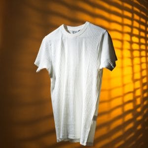 Premium Soft Textured Crewneck T-shirt in White With Stripes
