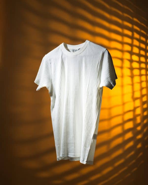 Premium Soft Textured Crewneck T-shirt in White With Stripes