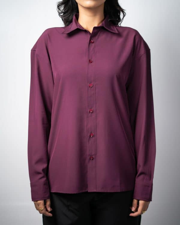 Women’s Oversized Flow Shirt in Maroon - Image 2
