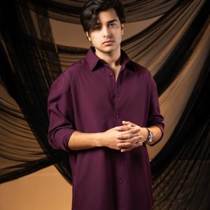 Men’s Oversized Flow Shirt in Maroon