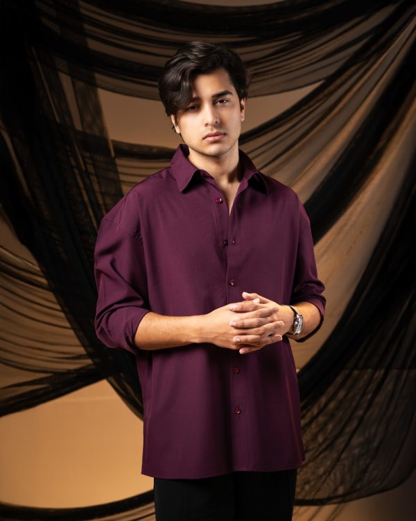 Men’s Oversized Flow Shirt in Maroon