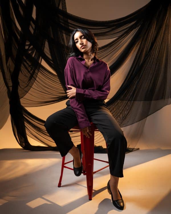 Women’s Oversized Flow Shirt in Maroon - Image 10