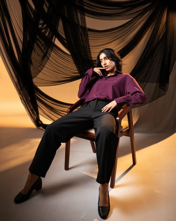 Women’s Oversized Flow Shirt in Maroon - Image 11