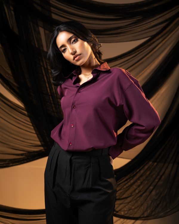 Women’s Oversized Flow Shirt in Maroon