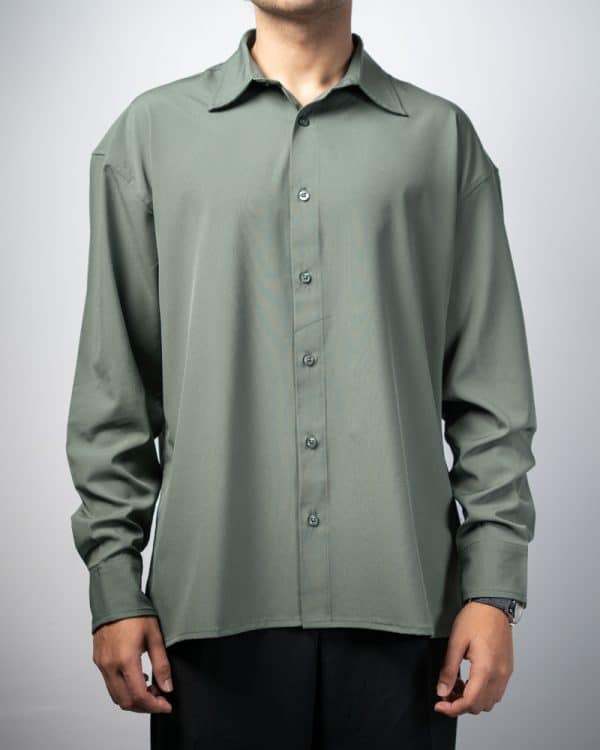 Men’s Oversized Flow Shirt in Muted Green - Image 2