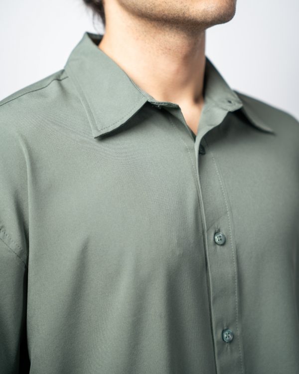 Men’s Oversized Flow Shirt in Muted Green - Image 3