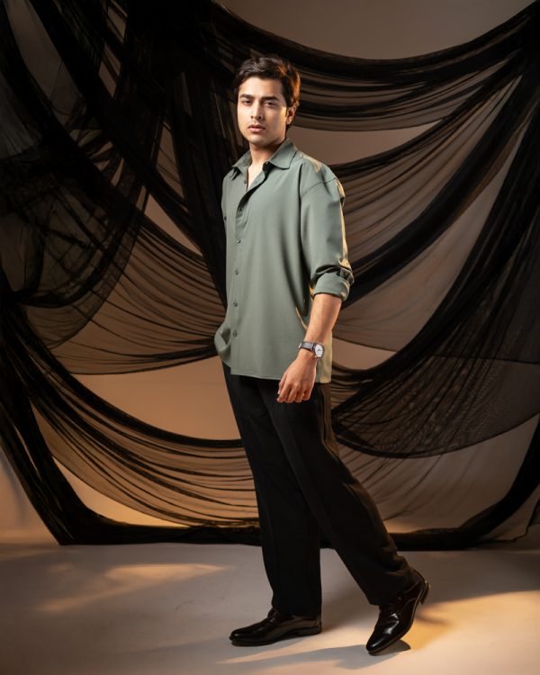 Men’s Oversized Flow Shirt in Muted Green - Image 4