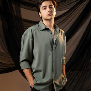 Men’s Oversized Flow Shirt in Muted Green