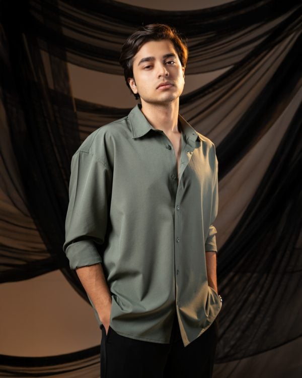 Men’s Oversized Flow Shirt in Muted Green