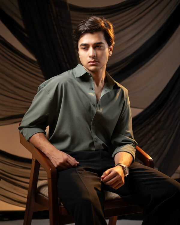 Men’s Oversized Flow Shirt in Muted Green - Image 7
