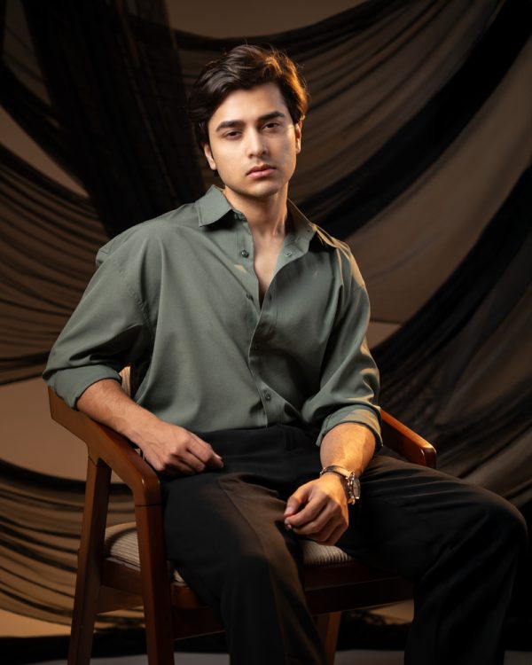 Men’s Oversized Flow Shirt in Muted Green - Image 10