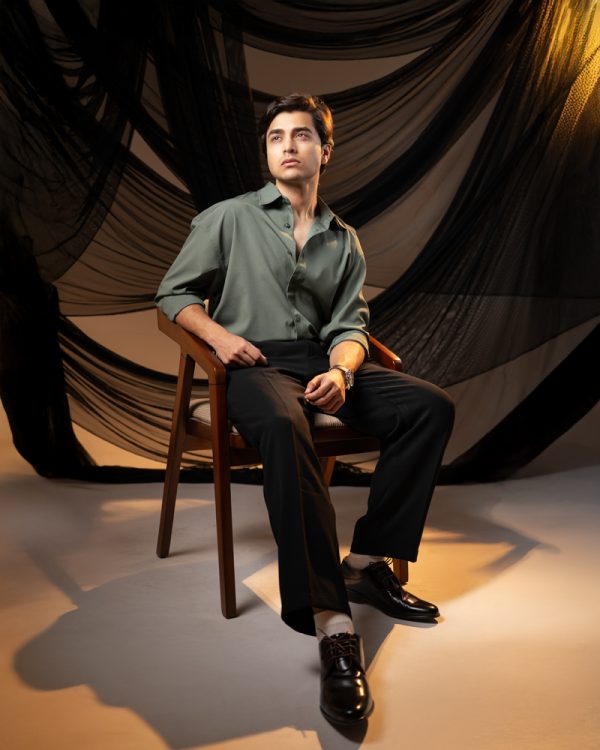 Men’s Oversized Flow Shirt in Muted Green - Image 8