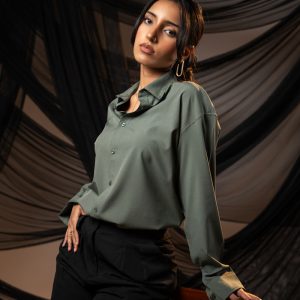 Women’s Oversized Flow Shirt in Muted Green