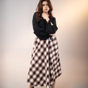 Women's Long Flannel Skirt in Brown and Black
