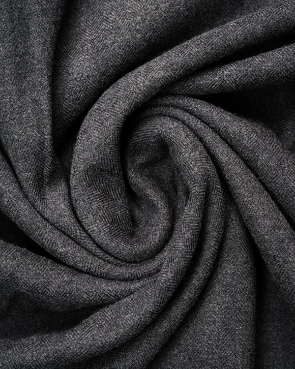 Men’s Long Sleeve Button-Down Herringbone Patterned Shirt in Iron Grey - Image 2