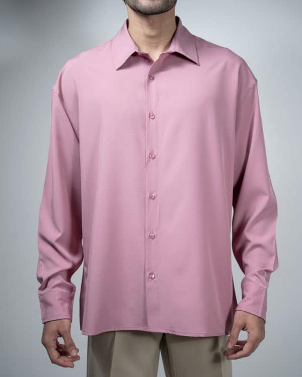 Men’s Oversized Flow Shirt in Dusty Pink - Image 3