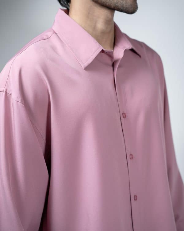 Men’s Oversized Flow Shirt in Dusty Pink - Image 2