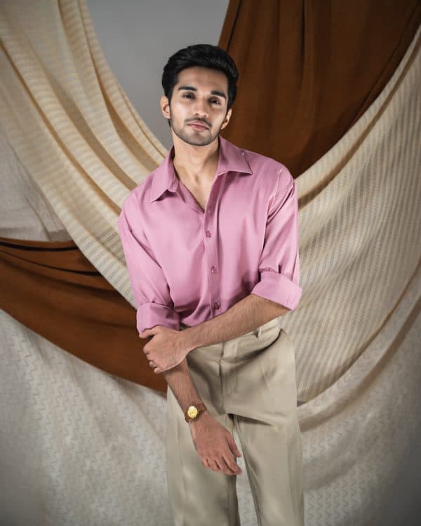 Men’s Oversized Flow Shirt in Dusty Pink - Image 4