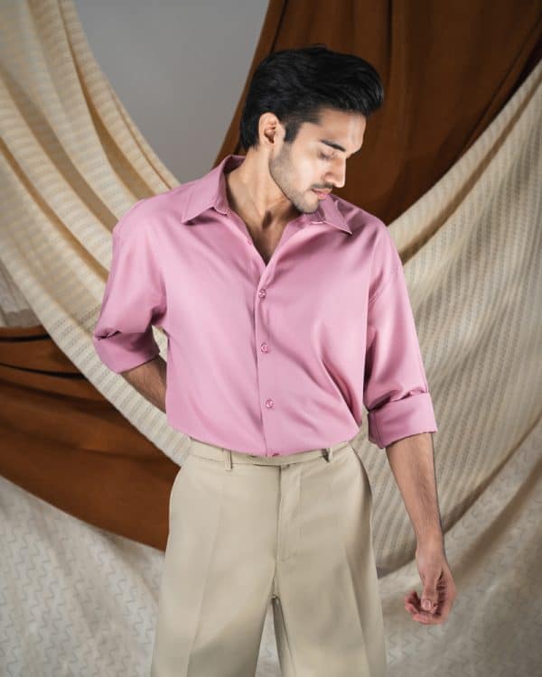 Men’s Oversized Flow Shirt in Dusty Pink