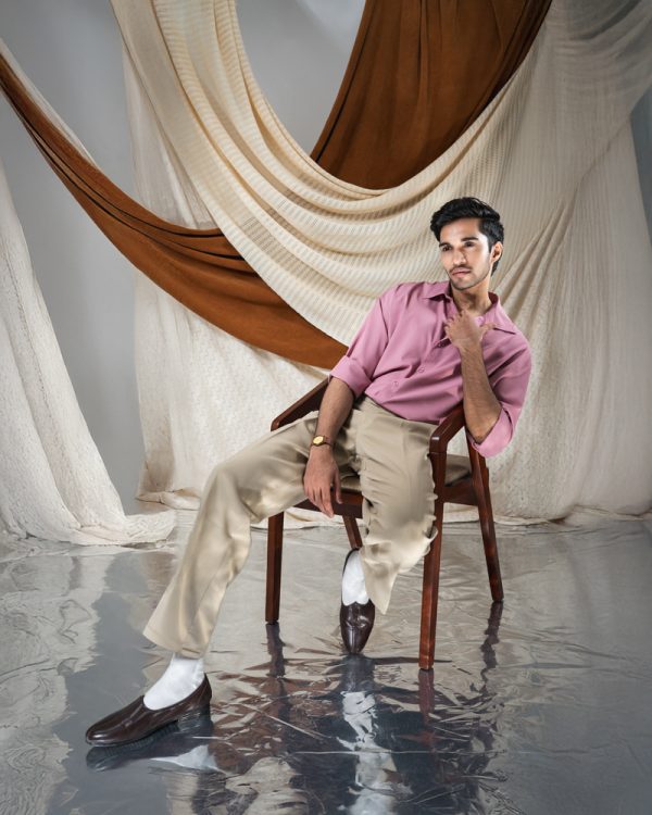 Men’s Oversized Flow Shirt in Dusty Pink - Image 7