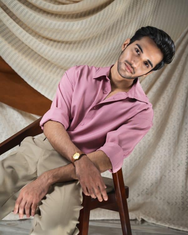 Men’s Oversized Flow Shirt in Dusty Pink - Image 8