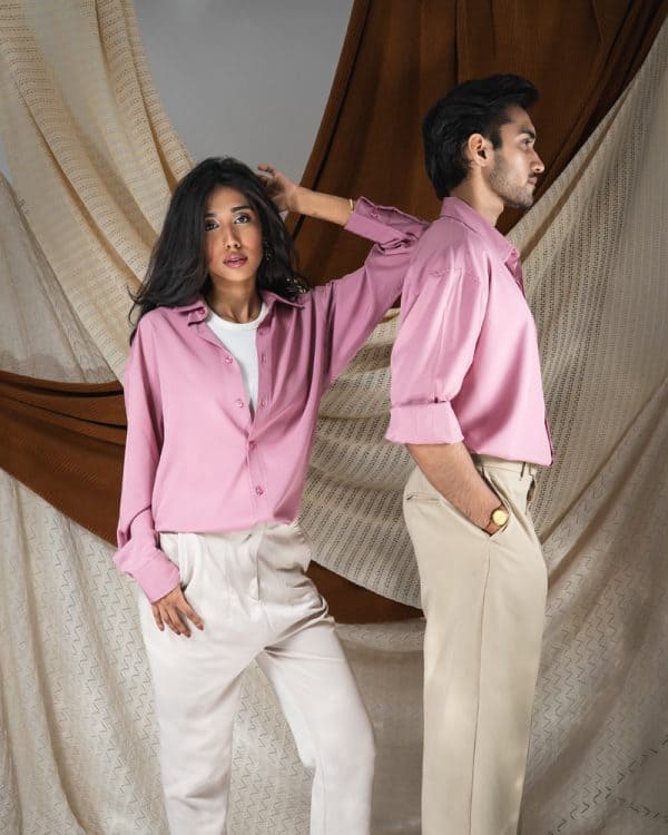 Men’s Oversized Flow Shirt in Dusty Pink - Image 6