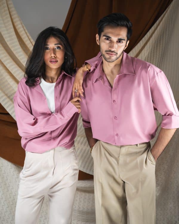 Men’s Oversized Flow Shirt in Dusty Pink - Image 9