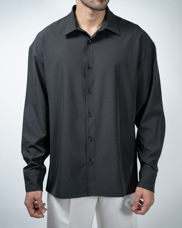 Men’s Oversized Flow Shirt in Jet Black - Image 3