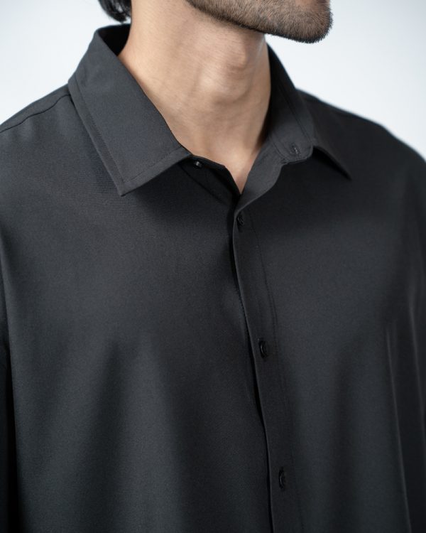 Men’s Oversized Flow Shirt in Jet Black - Image 2