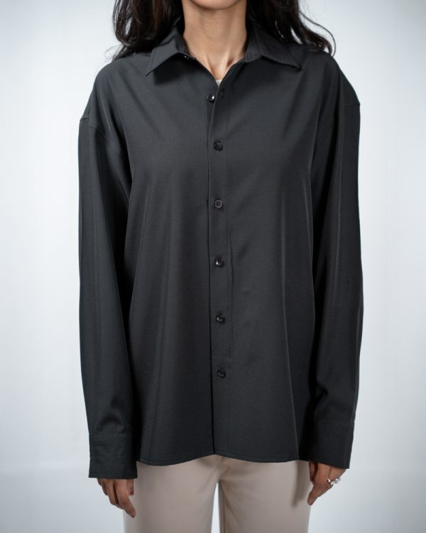 Women’s Oversized Flow Shirt in Jet Black - Image 3