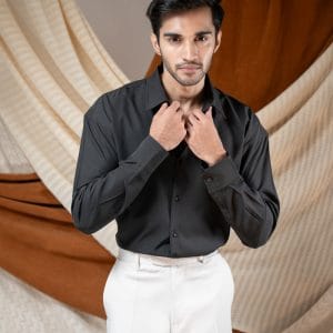 Men’s Oversized Flow Shirt in Jet Black