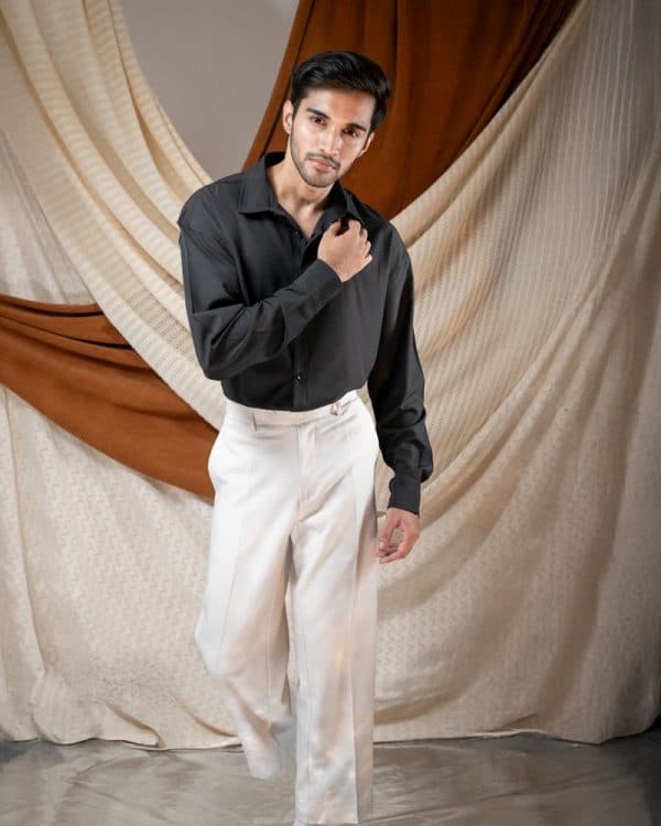 Men’s Oversized Flow Shirt in Jet Black - Image 6