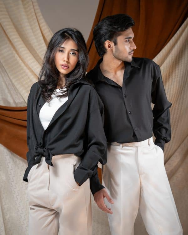Men’s Oversized Flow Shirt in Jet Black - Image 7