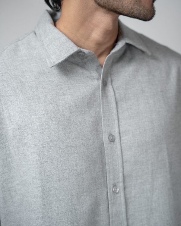 Men's Long Sleeve Oversized Shirt in Light Grey - Image 2