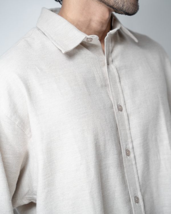 Men's Long Sleeve Oversized Shirt in Off-White - Image 2
