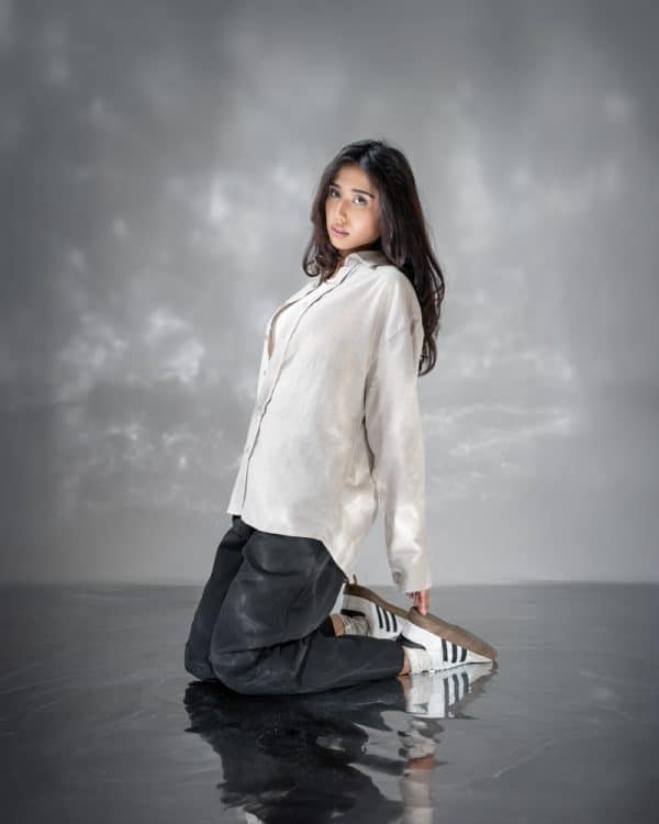 Women's Long Sleeve Oversized Shirt in Off-White - Image 7