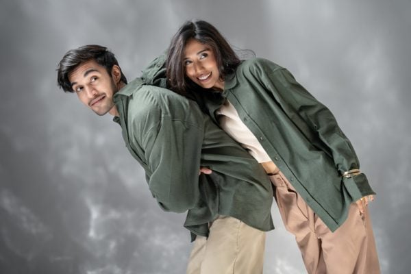 Women's Long Sleeve Oversized Shirt in Olive Green - Image 11