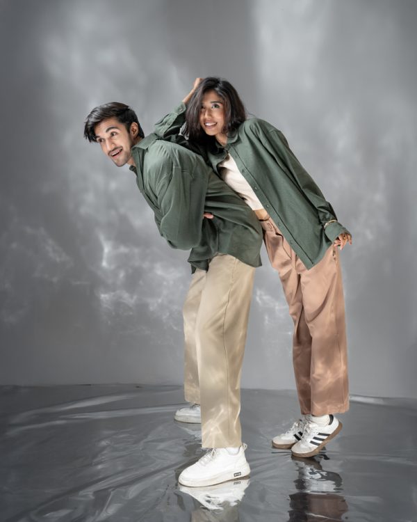 Women's Long Sleeve Oversized Shirt in Olive Green - Image 6