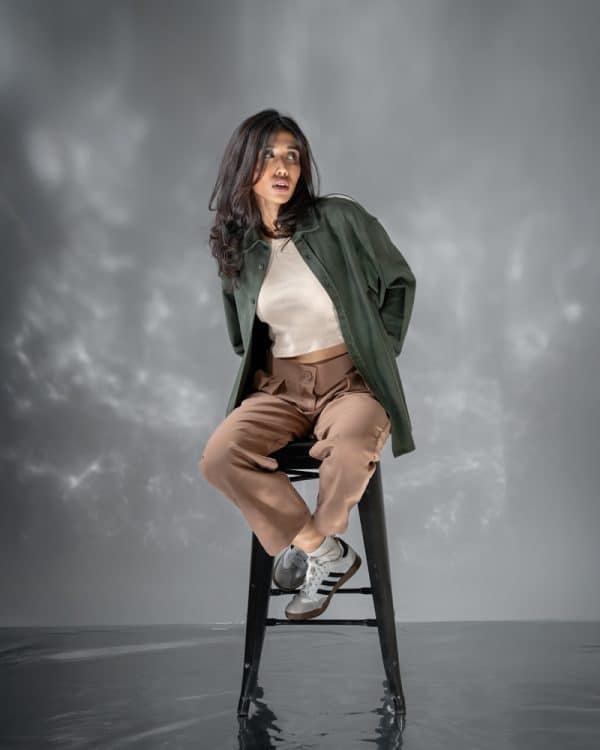 Women's Long Sleeve Oversized Shirt in Olive Green - Image 9