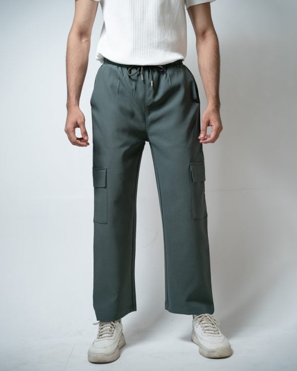 Men's Baggy Fit Cargo Pants in Muted Dark Green - Image 3