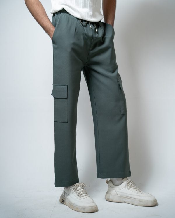 Men's Baggy Fit Cargo Pants in Muted Dark Green - Image 4