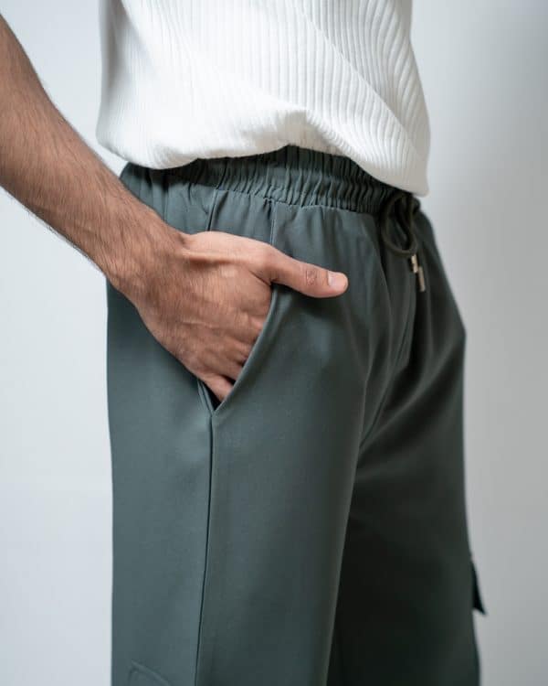 Men's Baggy Fit Cargo Pants in Muted Dark Green - Image 5