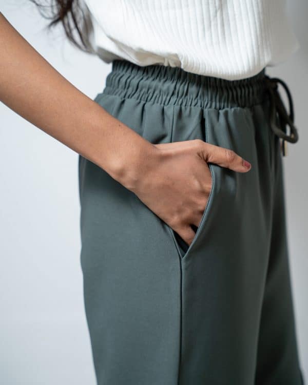 Women's Baggy Fit Cargo Pants in Muted Dark Green - Image 4