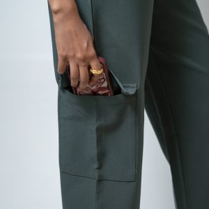 Women's Baggy Fit Cargo Pants in Muted Dark Green